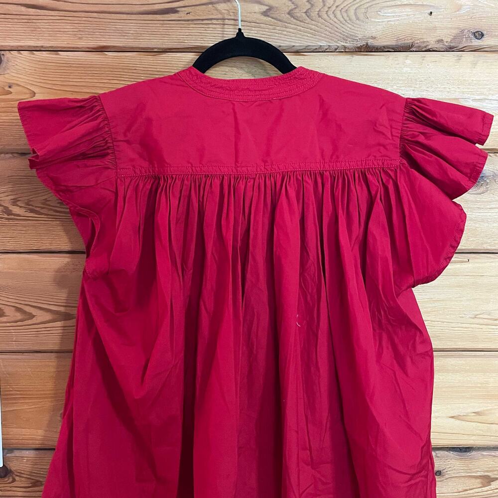 Madewell Flutter Sleeve Button-Front Mini Dress R… - image 5